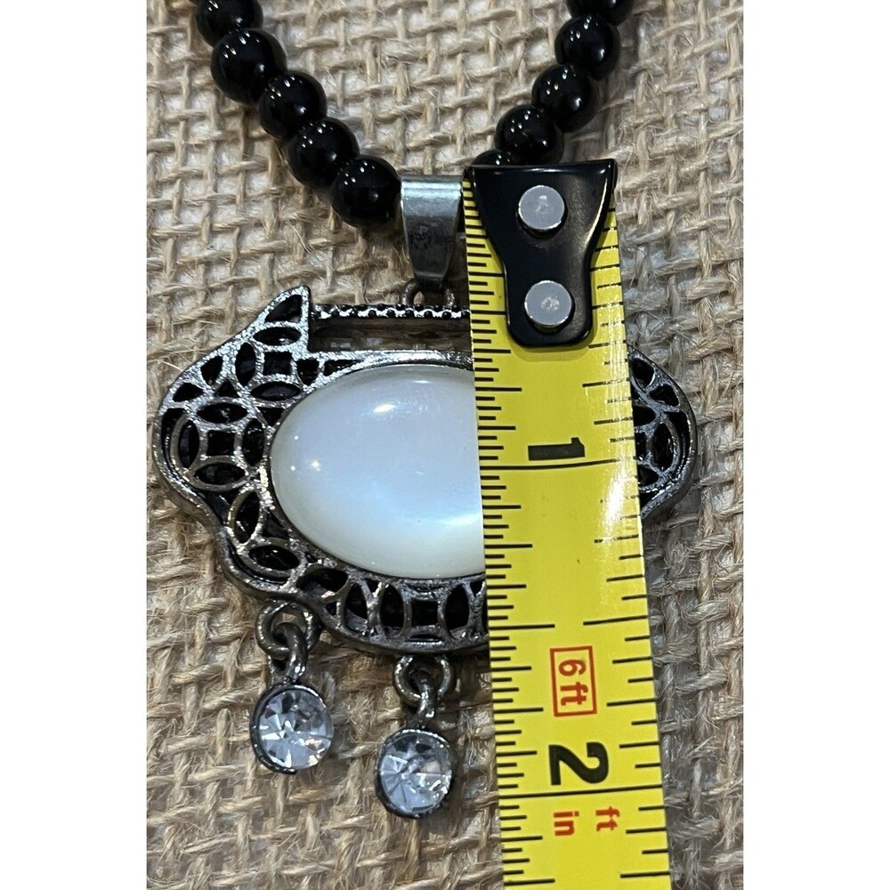 Long Beaded Pendant Necklace Mixed Genuine Tested Stones Silver Tone 28in - Picture 4 of 7